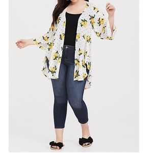 IVORY LEMON DOT CREPE KIMONO